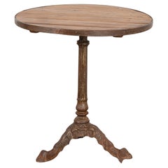Round Bistro Table with Vintage Iron Pedestal Base, Hungary circa 1900