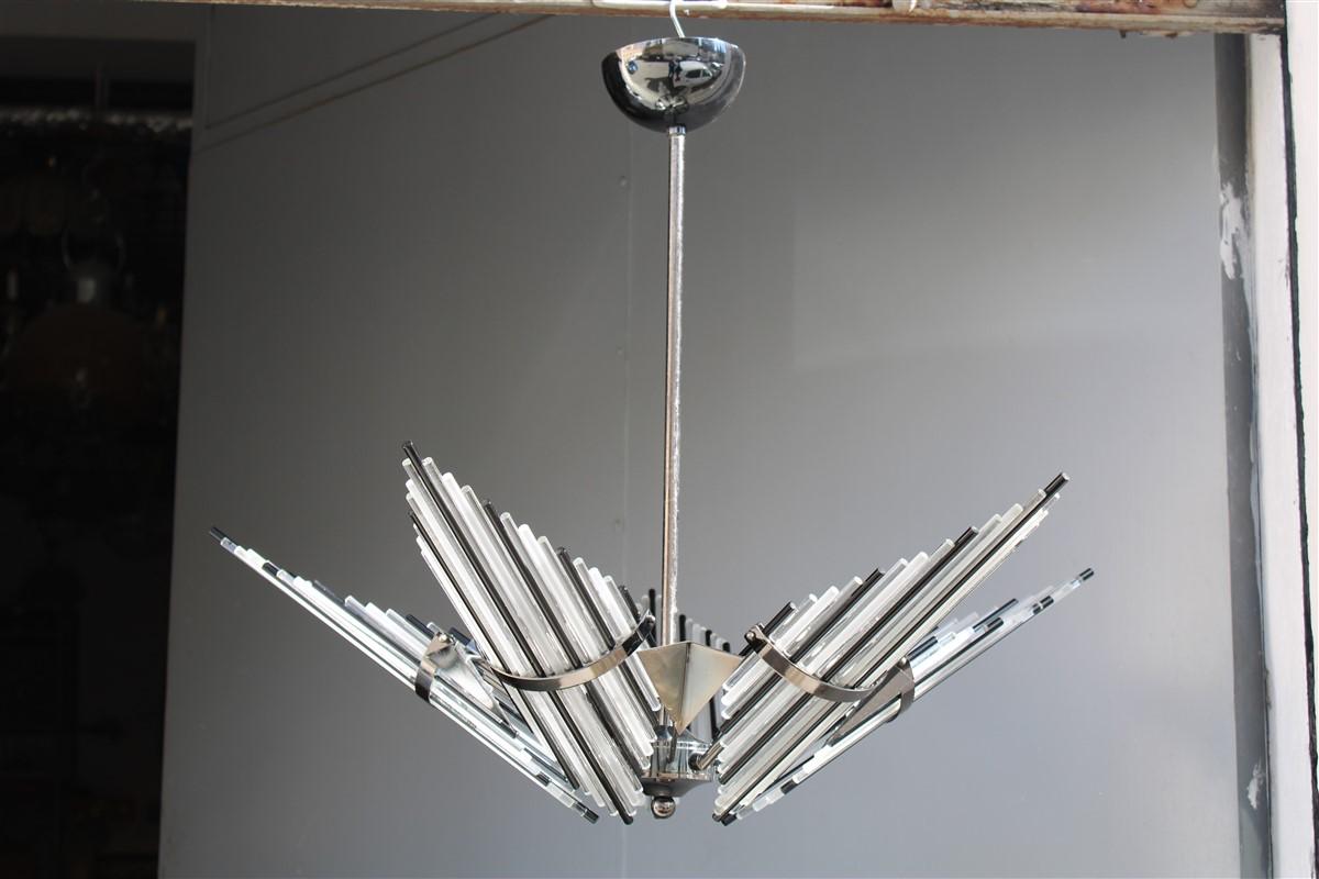 Lampadario minimalista italiano in bianco e nero Sciolari Design 1980