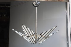 Round Black And White Italian Minimalist Chandelier Sciolari Design 1980