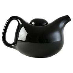 Round black ceramic teapot, Kahler Denmark designed by J. List Amstrup