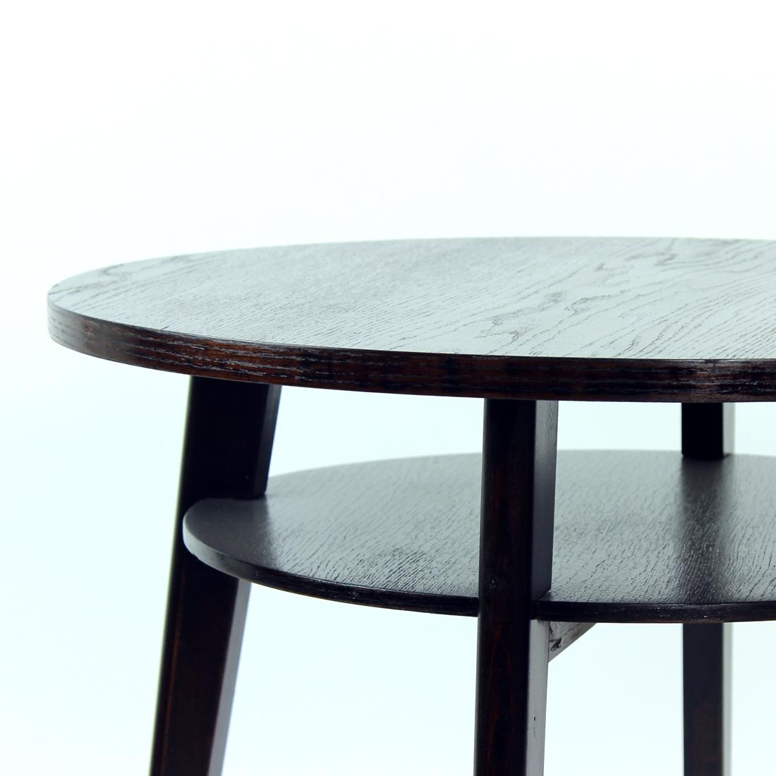 Mid-Century Modern Round Black Coffee Table, Czechoslovakia 1960s For Sale