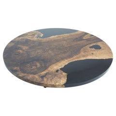 Mesa de centro redonda negra - Mesa personalizada de resina epoxi