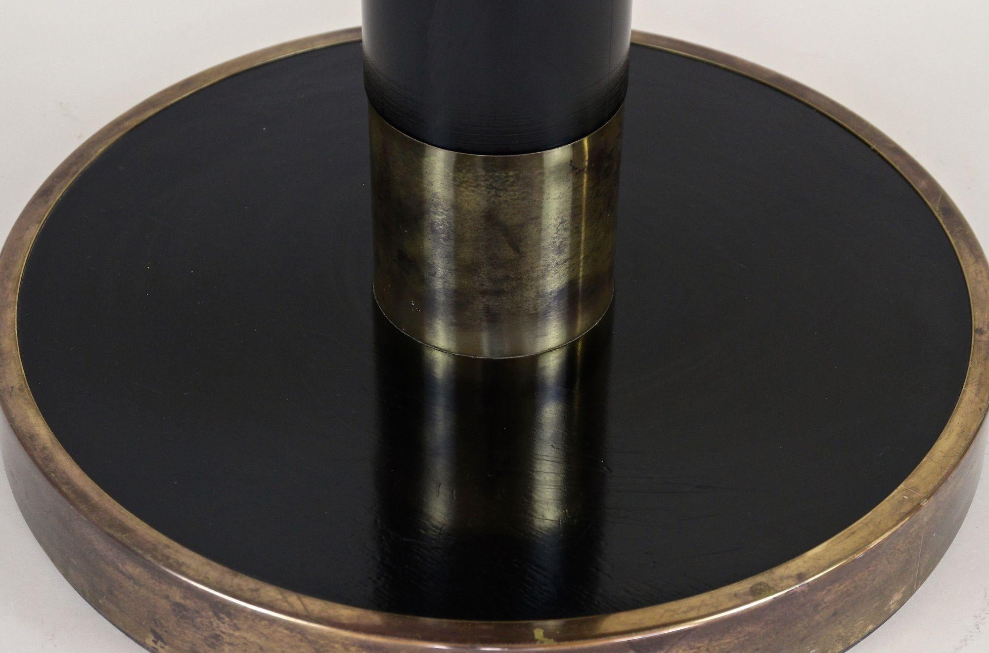 Round Black Coffee Table/ Side Table by Thonet with Brass Base, Austria 1980 For Sale 7