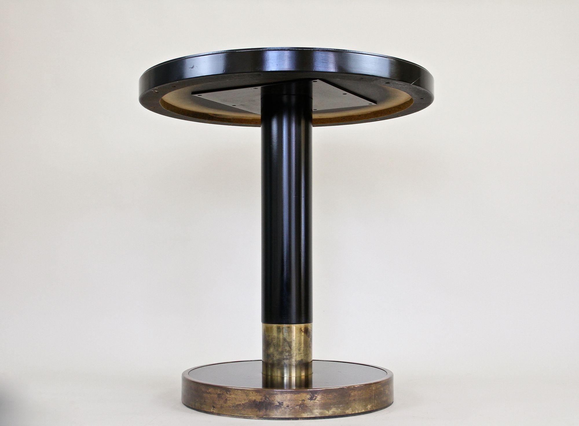 Round Black Coffee Table/ Side Table by Thonet with Brass Base, Austria 1980 For Sale 8