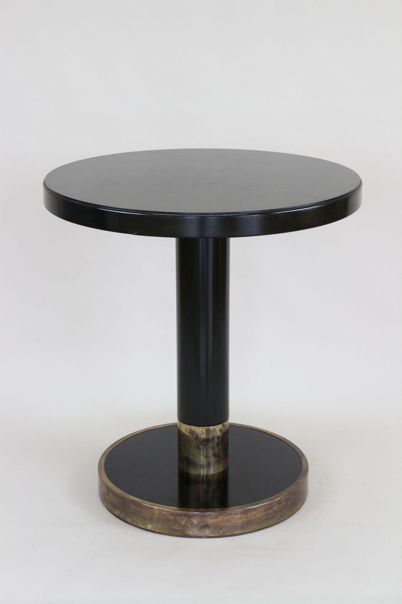 Round Black Coffee Table/ Side Table by Thonet with Brass Base, Austria 1980 For Sale 12