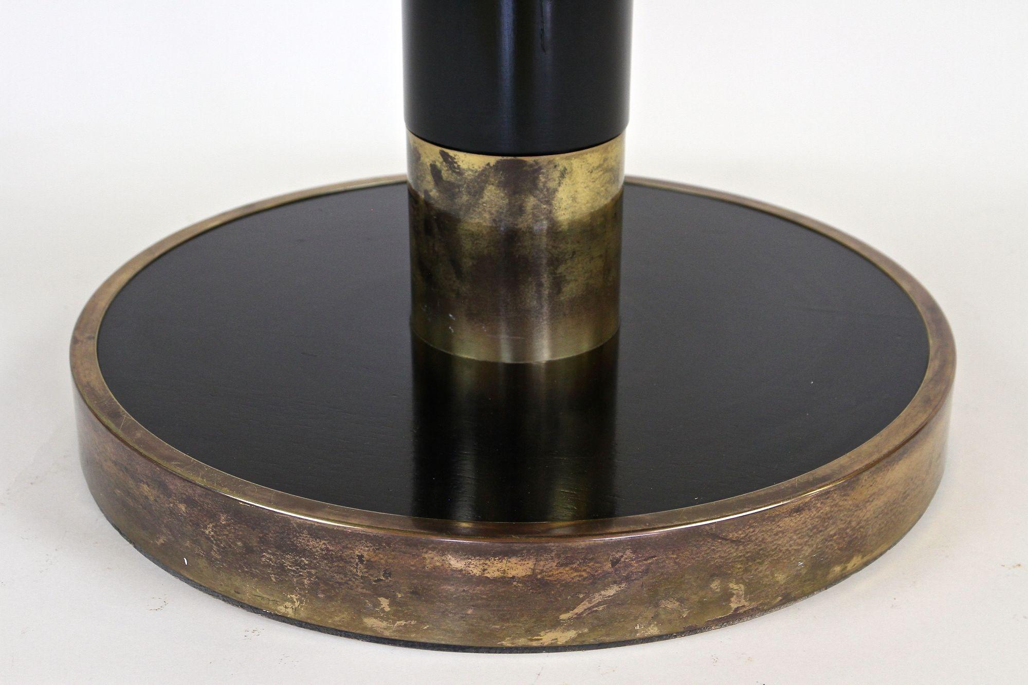 Round Black Coffee Table/ Side Table by Thonet with Brass Base, Austria 1980 For Sale 1