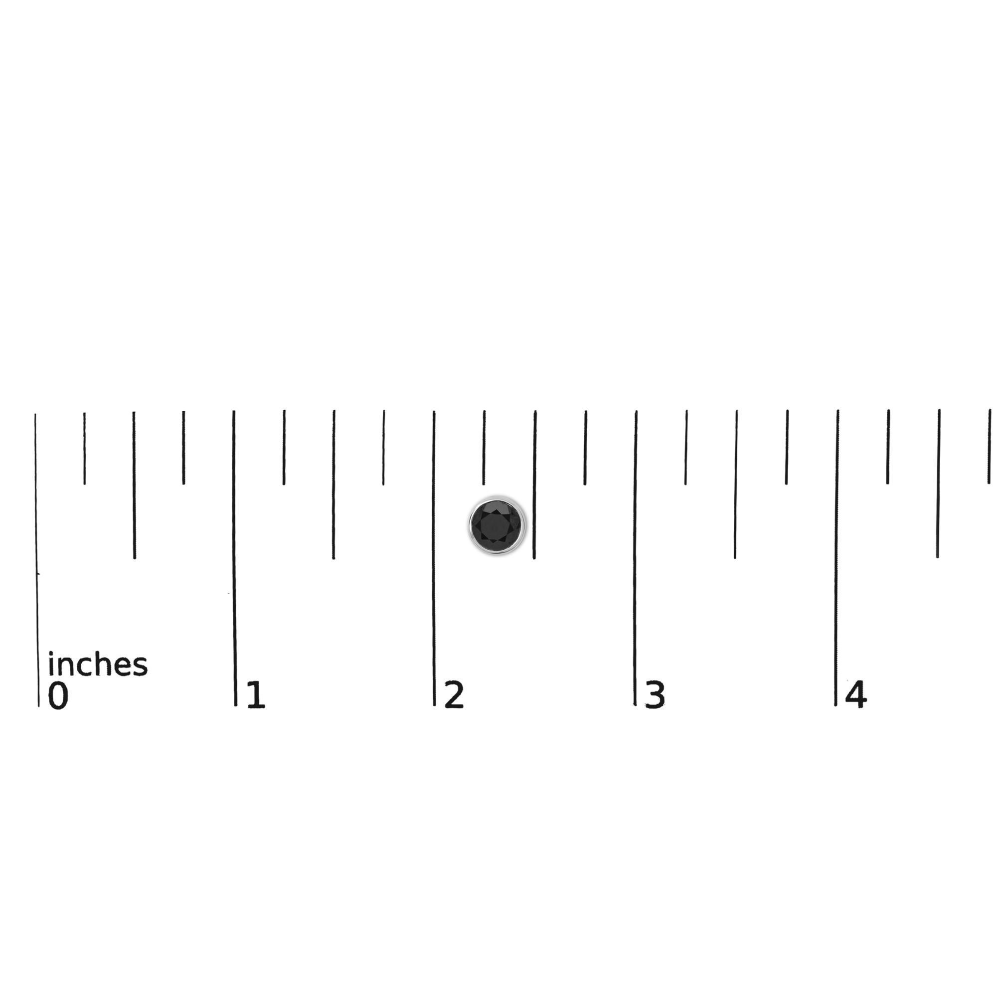 Pendientes redondos de diamante negro con bisel y solitario de plata con cierre de rosca en Nuevo estado para la venta en New York, NY