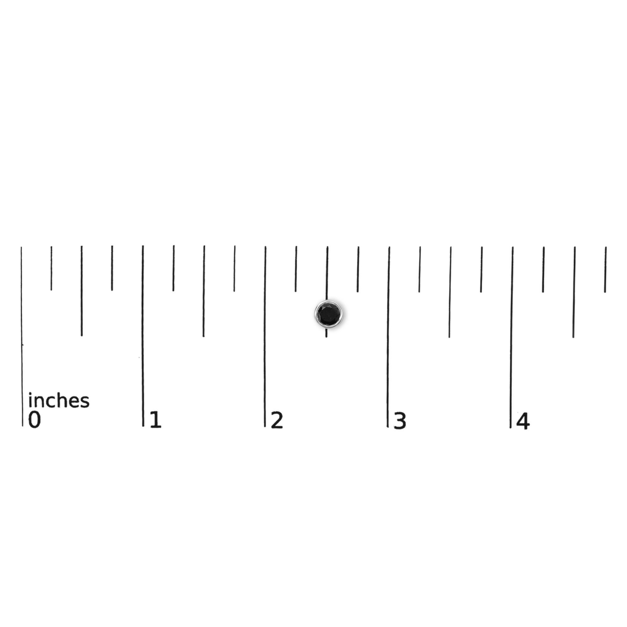 Pendientes redondos de diamante negro con bisel y solitario de plata con cierre de rosca en Nuevo estado para la venta en New York, NY