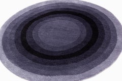 Round Black Grey Silk and Wool Accessory Rug Johnny Bullseye by Joseph Carini