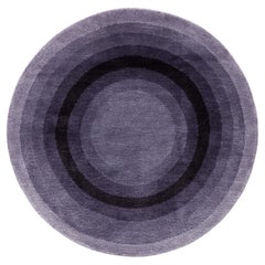 Round Black Grey Silk and Wool Accessory Rug Johnny Bullseye by Joseph Carini