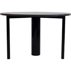 Round Black Lacquered Metal and Granite Dining Table