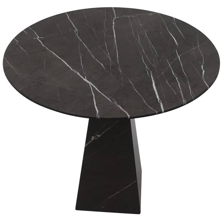 Round Black Marble Side Table, Portugal, Contemporary