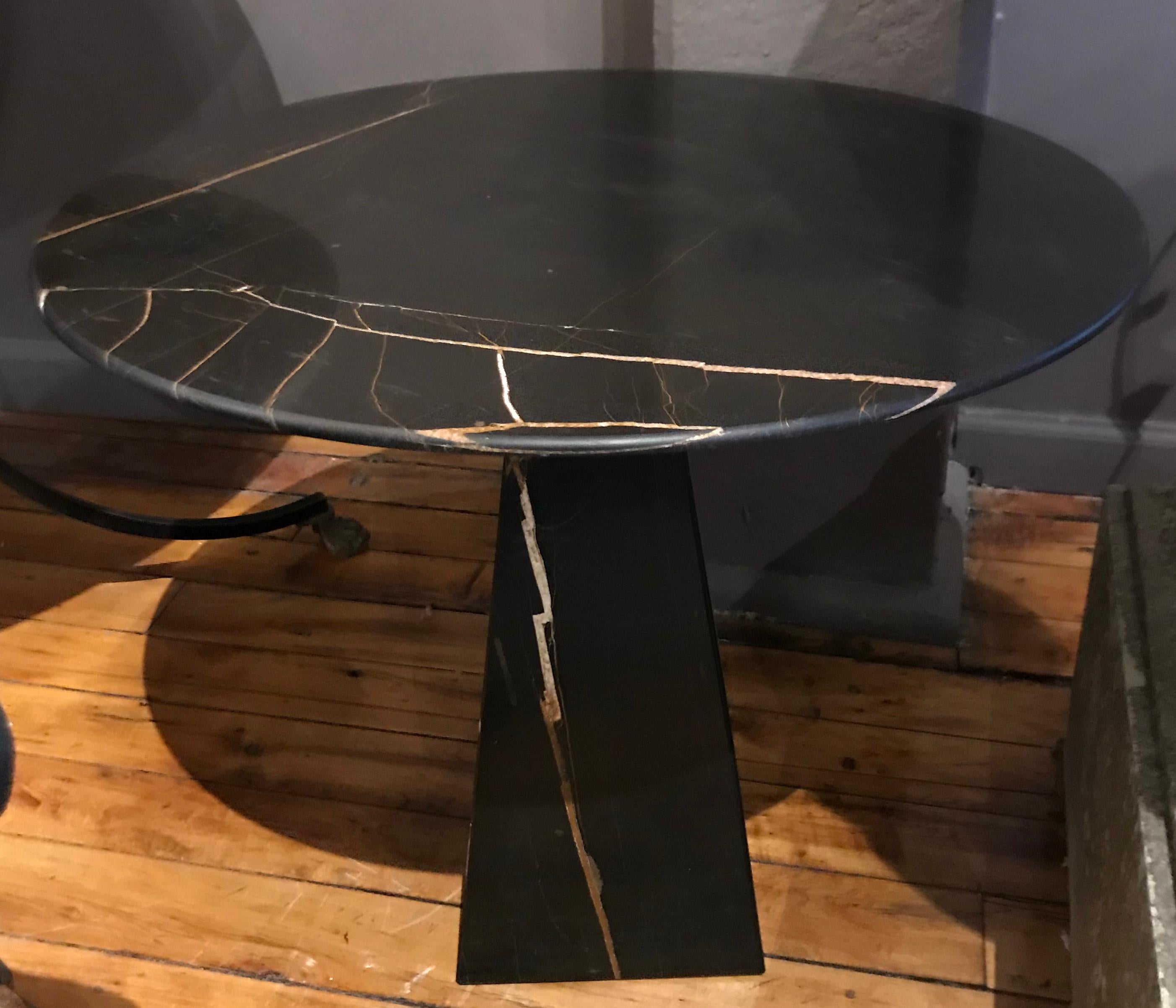 Round Black Marble Side Table, Portugal, Contemporary 1