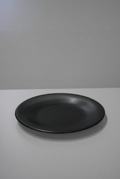 Round Black Metal Tray Designed by Mathieu Matégot, France, 1950s