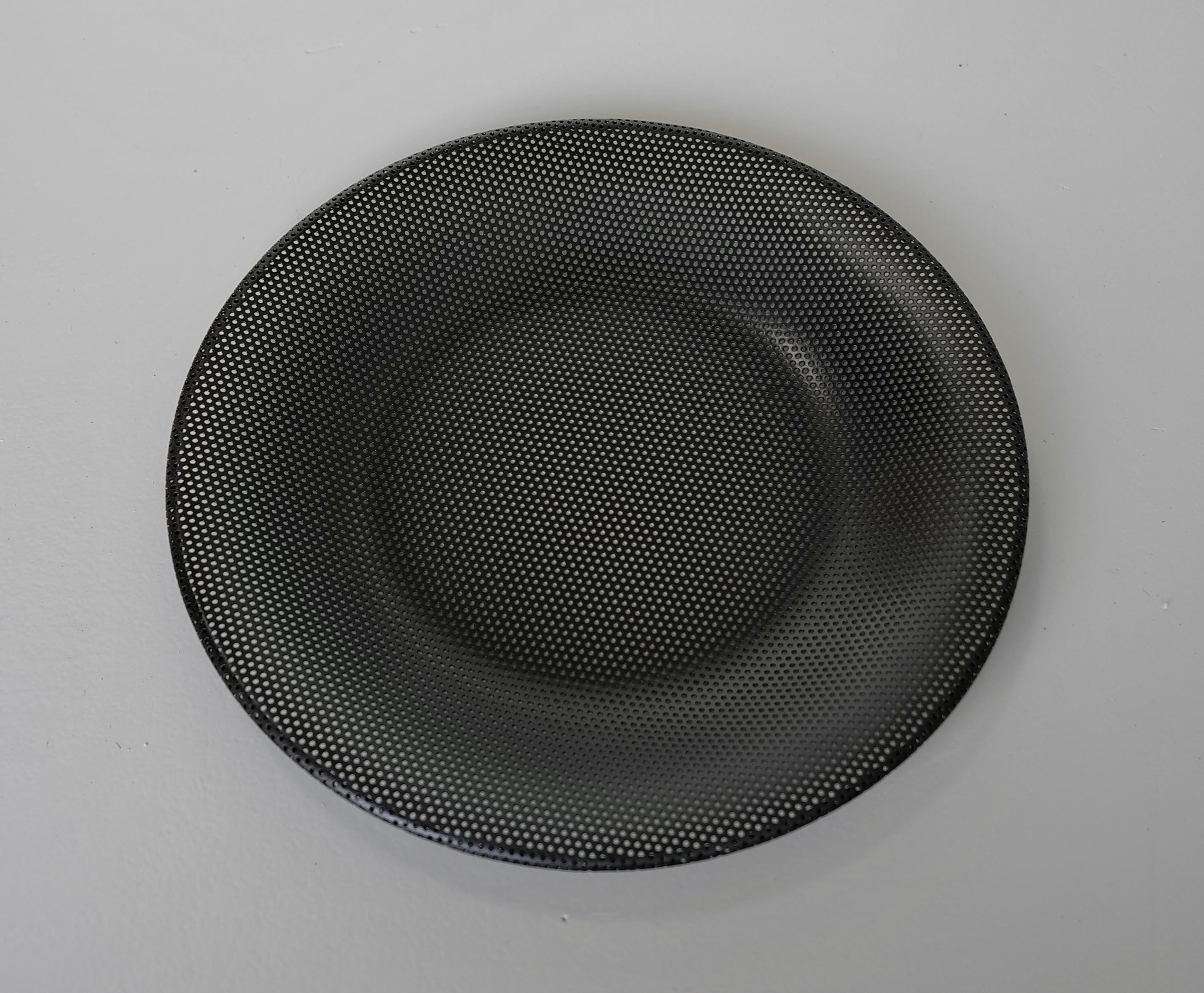 Round Black Metal Tray Designed by Mathieu Matégot, France, 1950s For Sale 1