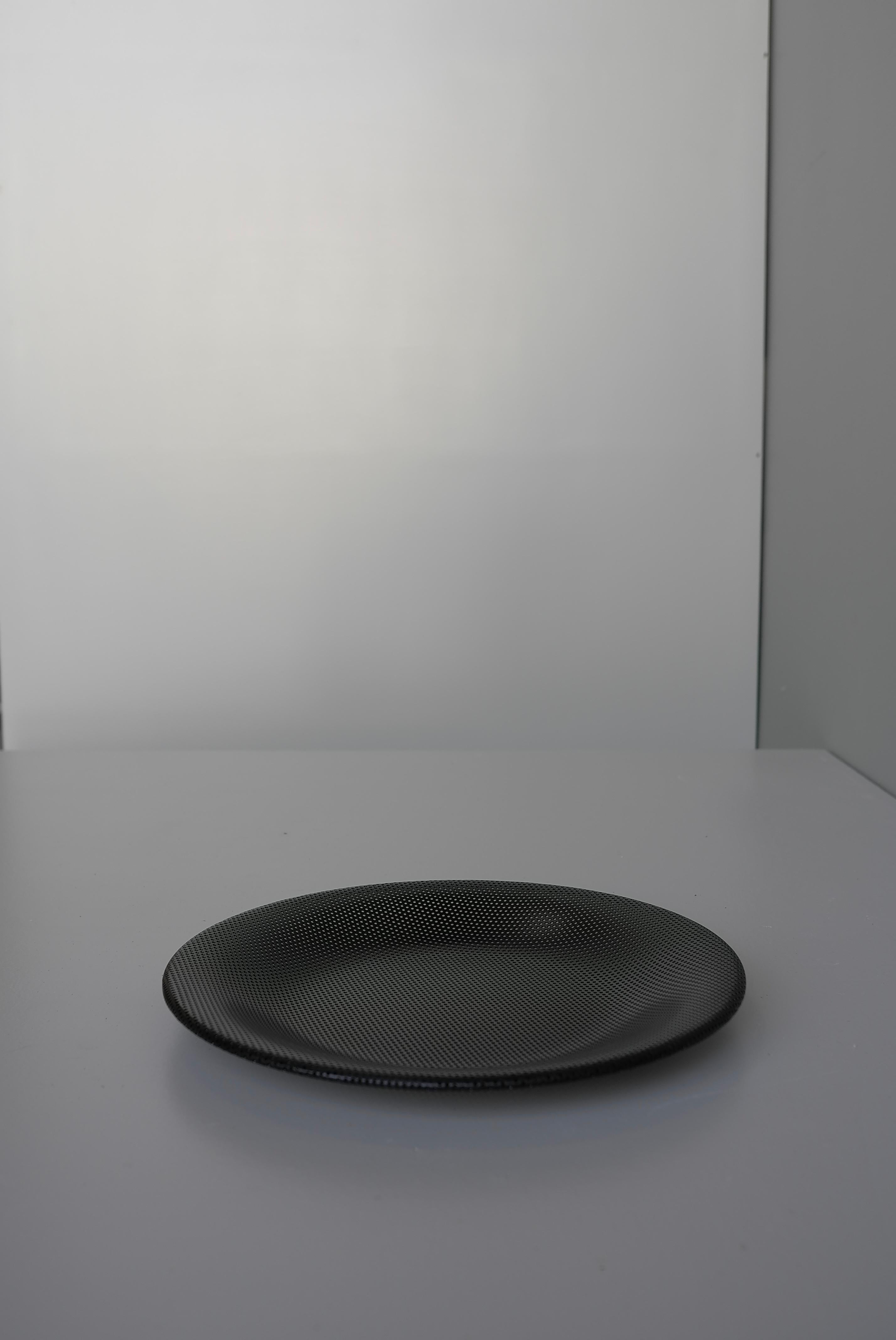 Round Black Metal Tray Designed by Mathieu Matégot, France, 1950s For Sale 2