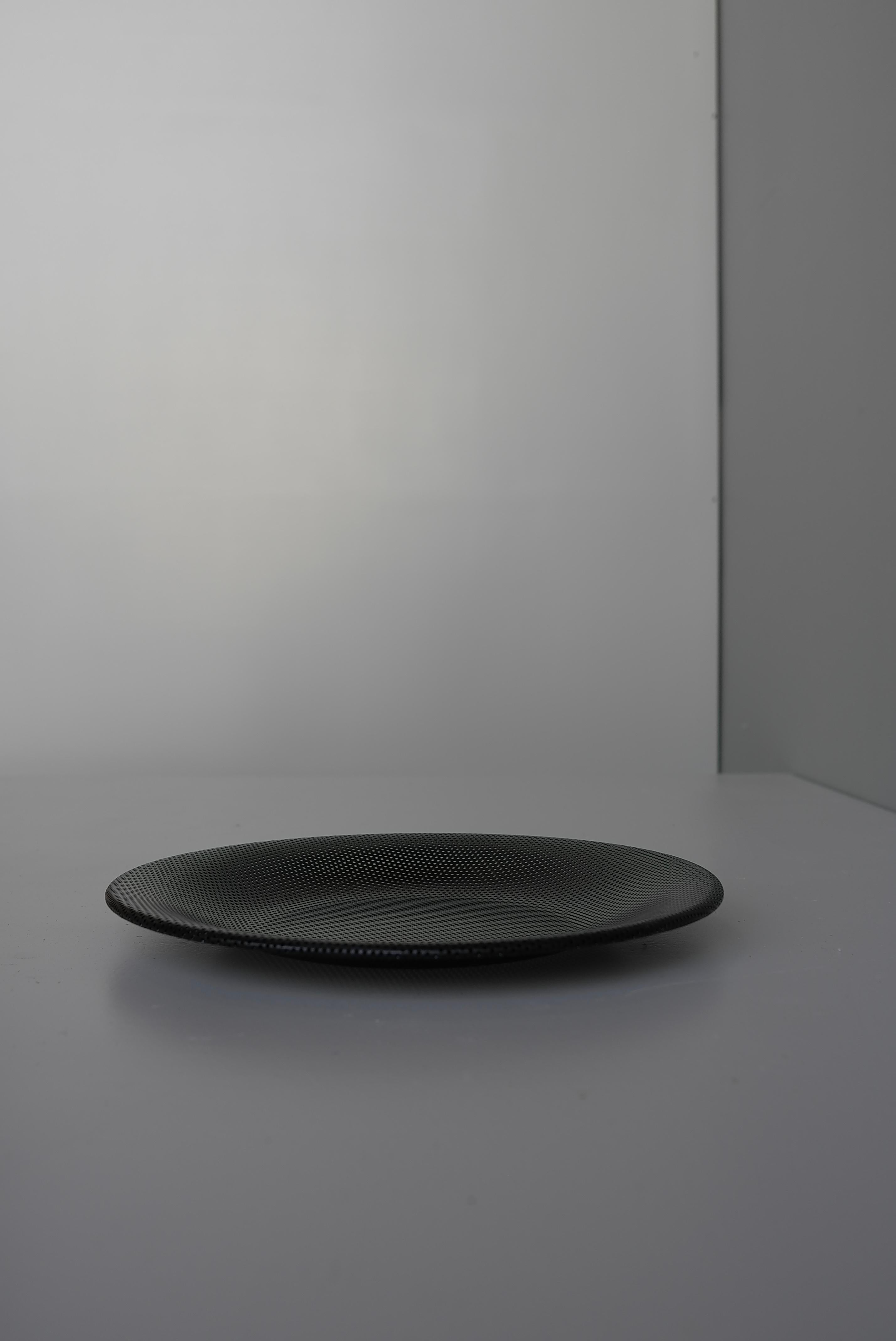 Round Black Metal Tray Designed by Mathieu Matégot, France, 1950s For Sale 3