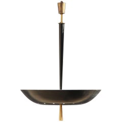 Round Black Modern Italian Chandelier Style Arteluce Arredoluce Metal Brass