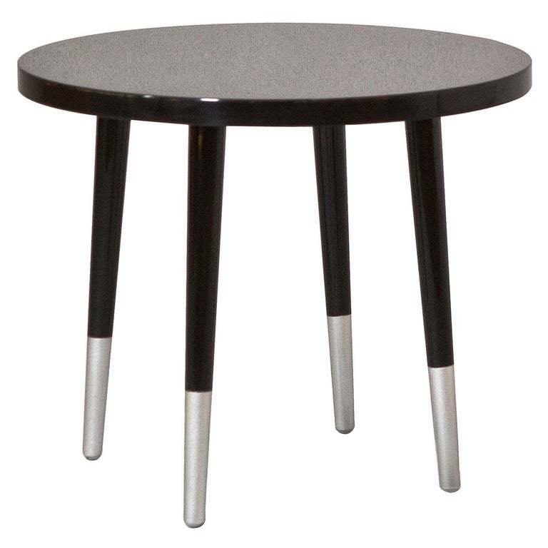 Round Black Oak Coffee Table For Sale at 1stDibs