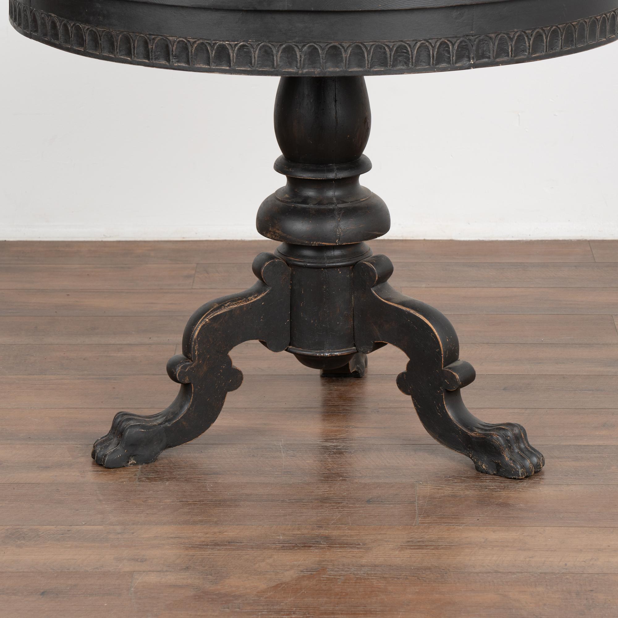 Swedish Round Black Painted Pedestal Side Table, Sweden circa 1890 For Sale