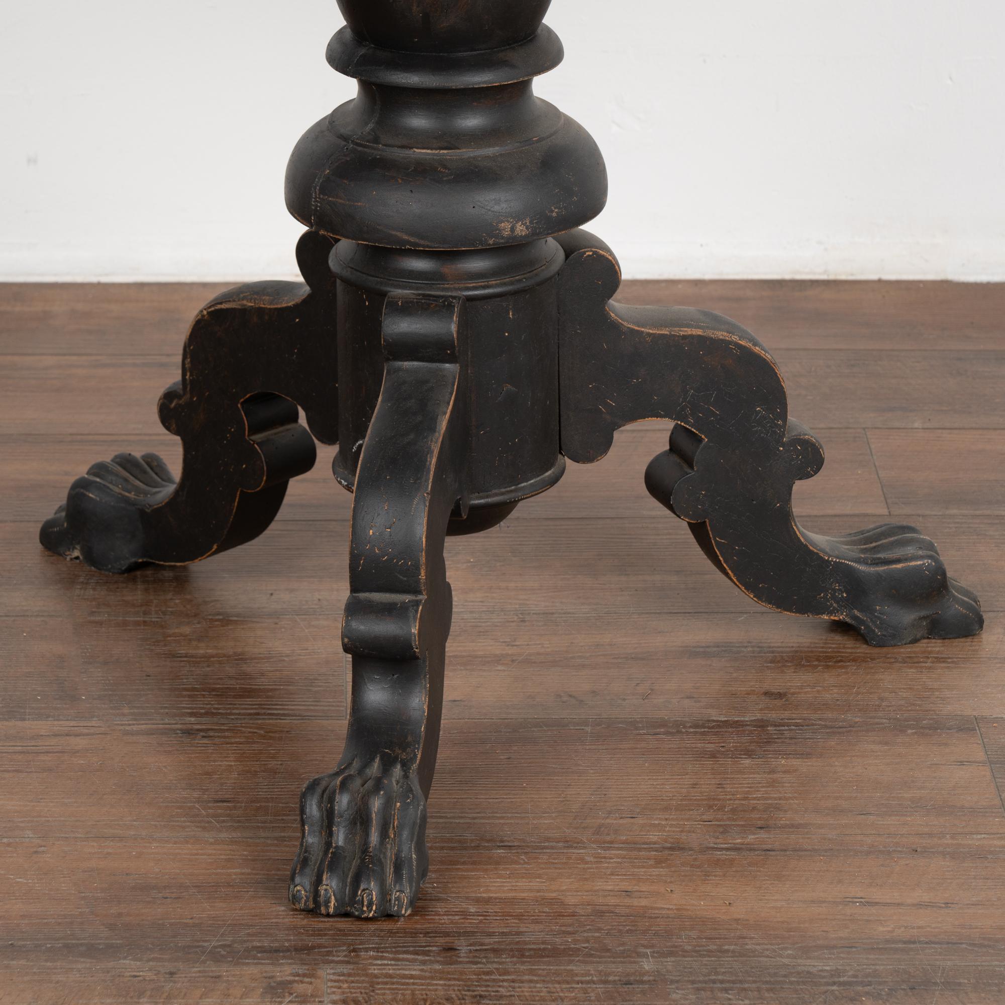 Pine Round Black Painted Pedestal Side Table, Sweden circa 1890 For Sale