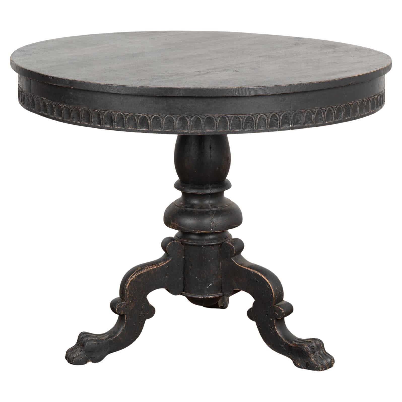 Round Black Painted Pedestal Side Table, Sweden circa 1890 For Sale