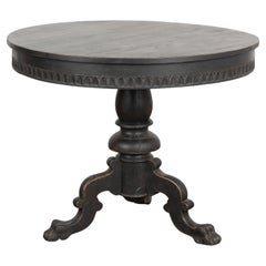 Round Black Painted Pedestal Side Table, Sweden circa 1890