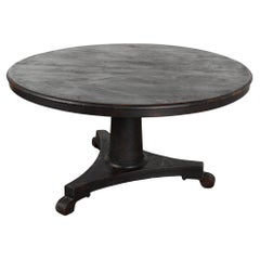 Round Black Painted Pedestal Table, Sweden circa 1880