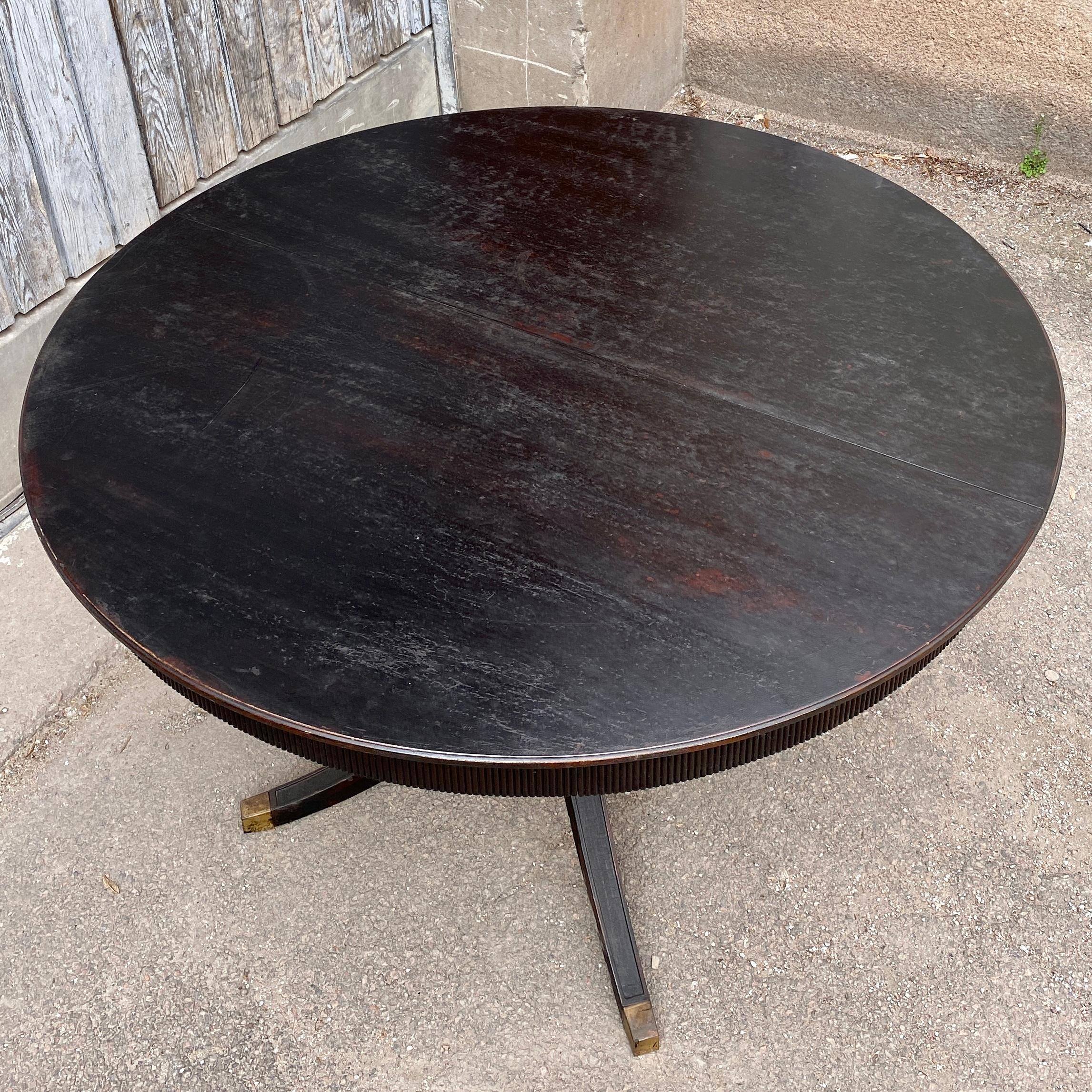 Round Black Pedestal Dining Table, Sweden 1920 For Sale 2