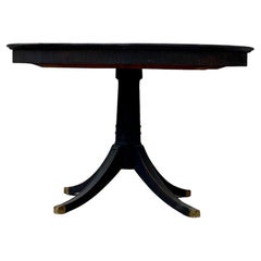 Round Black Pedestal Dining Table, Sweden 1920