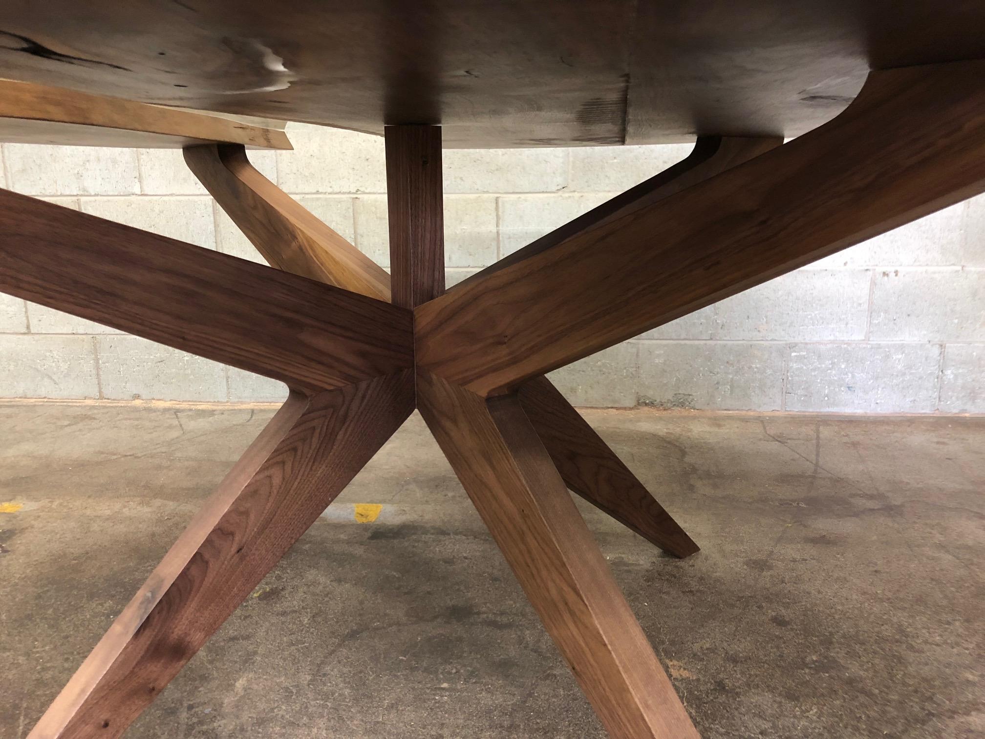 Modern Round Dining Table in Black Walnut  For Sale