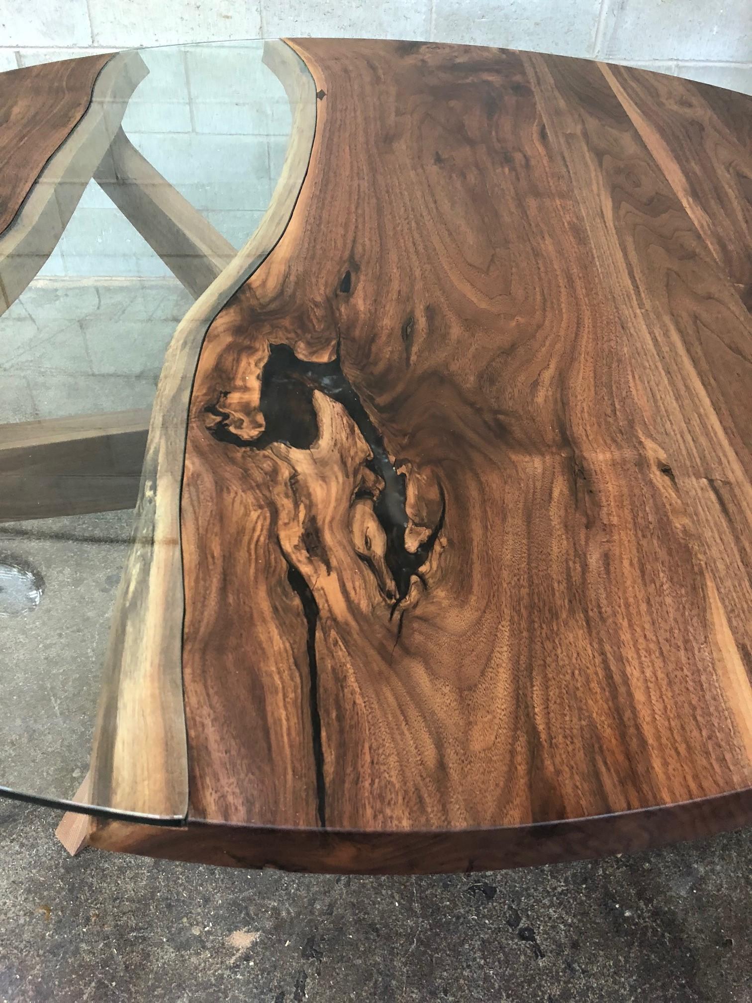 Canadian Round Dining Table in Black Walnut For Sale