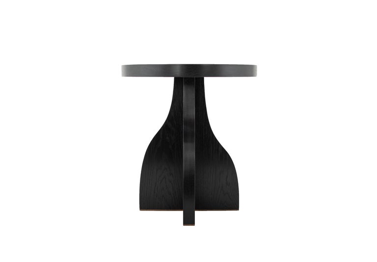 Round Blackened Oak Vase Side Table by Work At Hand For Sale at 1stDibs