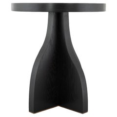 Round Blackened Oak Vase Side Table by Work At Hand
