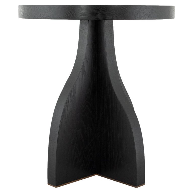 Round Blackened Oak Vase Side Table by Work At Hand For Sale at 1stDibs