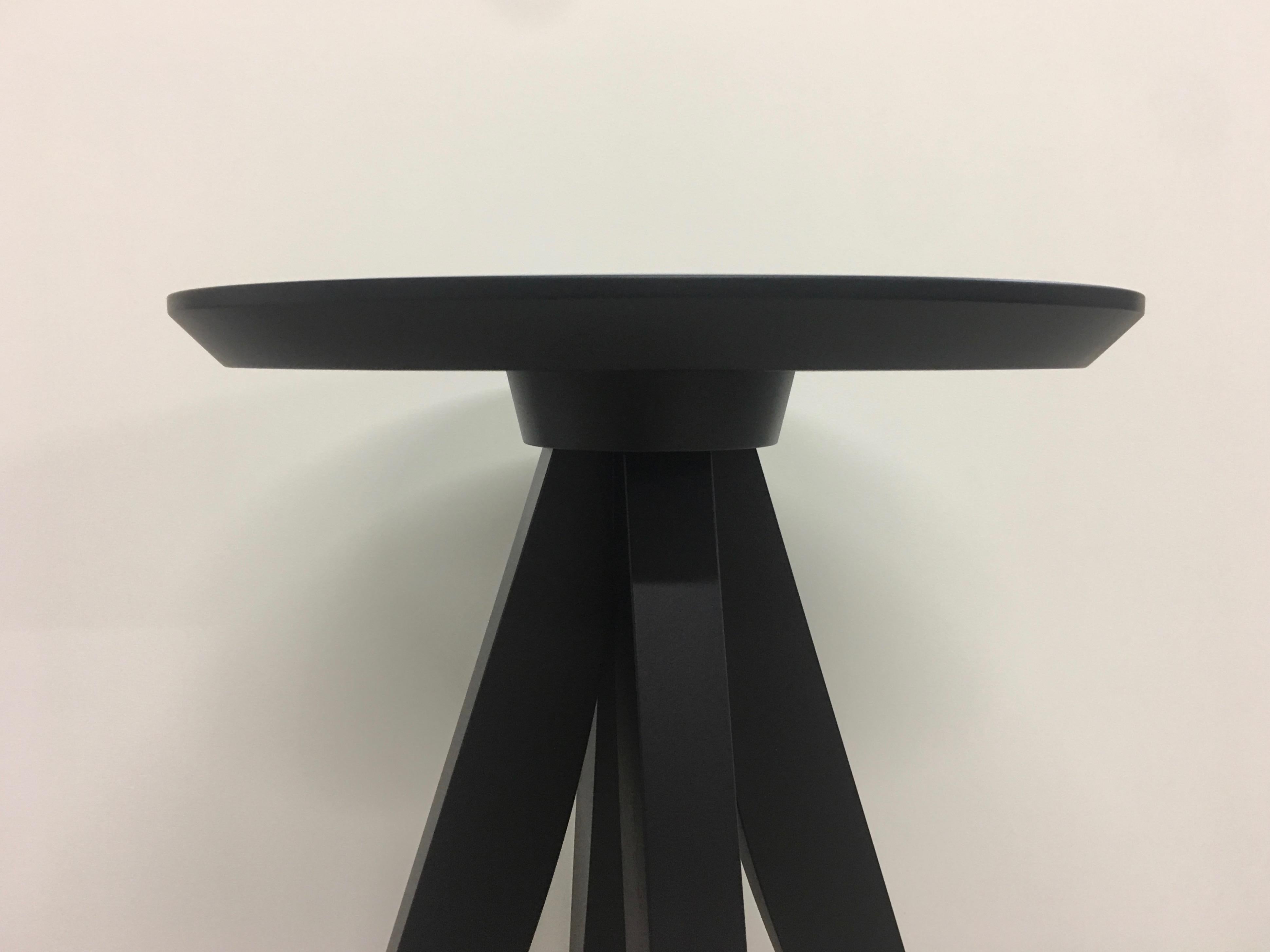 Hand-Crafted Contemporary Blackened Solid Wood Round Side Tables by Dave Lasker For Sale