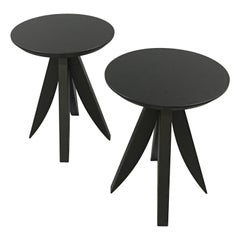 Contemporary Blackened Solid Wood Round Side Tables by Dave Lasker