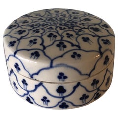 Round Blue and White Ceramic Decorative Box