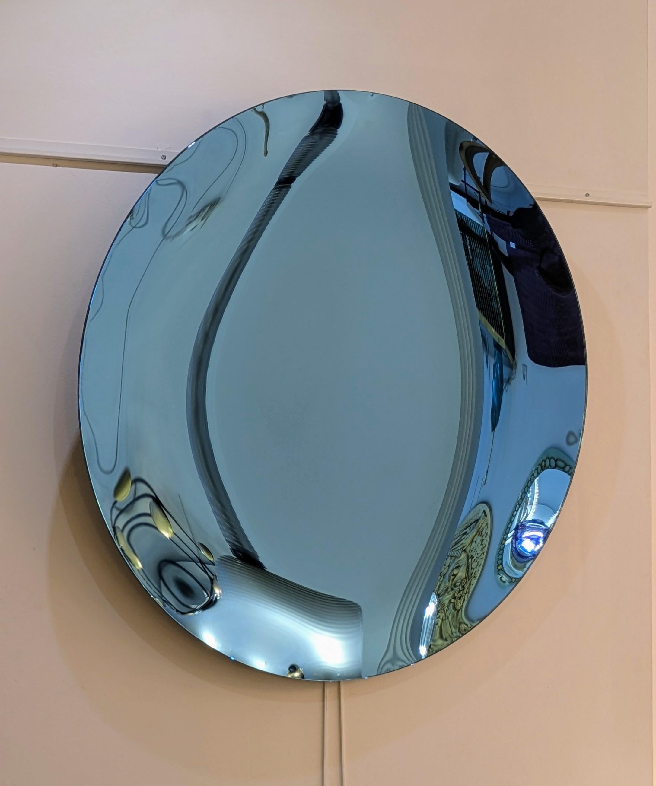 Italian Round blue concave mirror, 90 cm