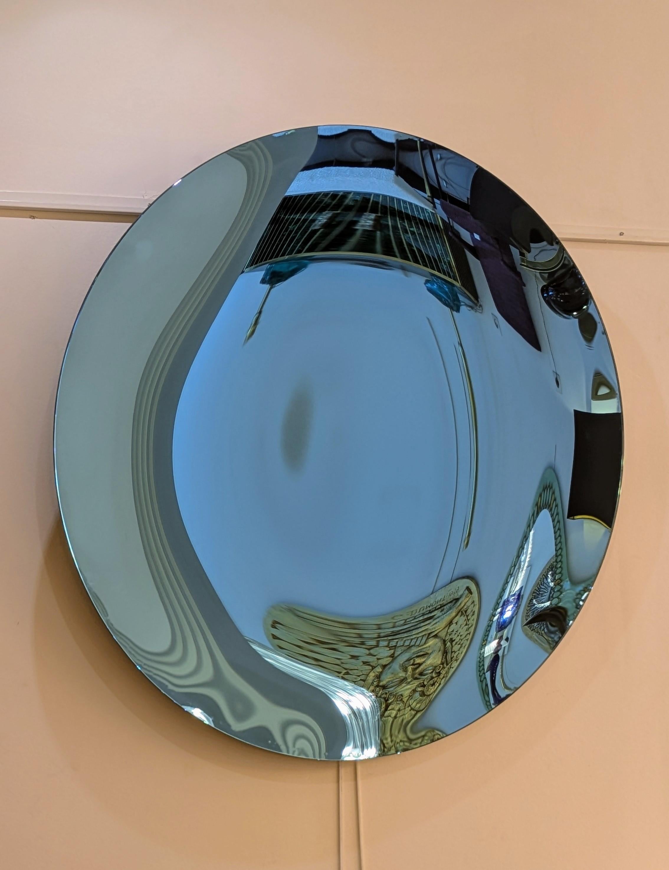 Runder blauer konkaver Spiegel, 90 cm im Zustand „Hervorragend“ im Angebot in Saint-Ouen, FR