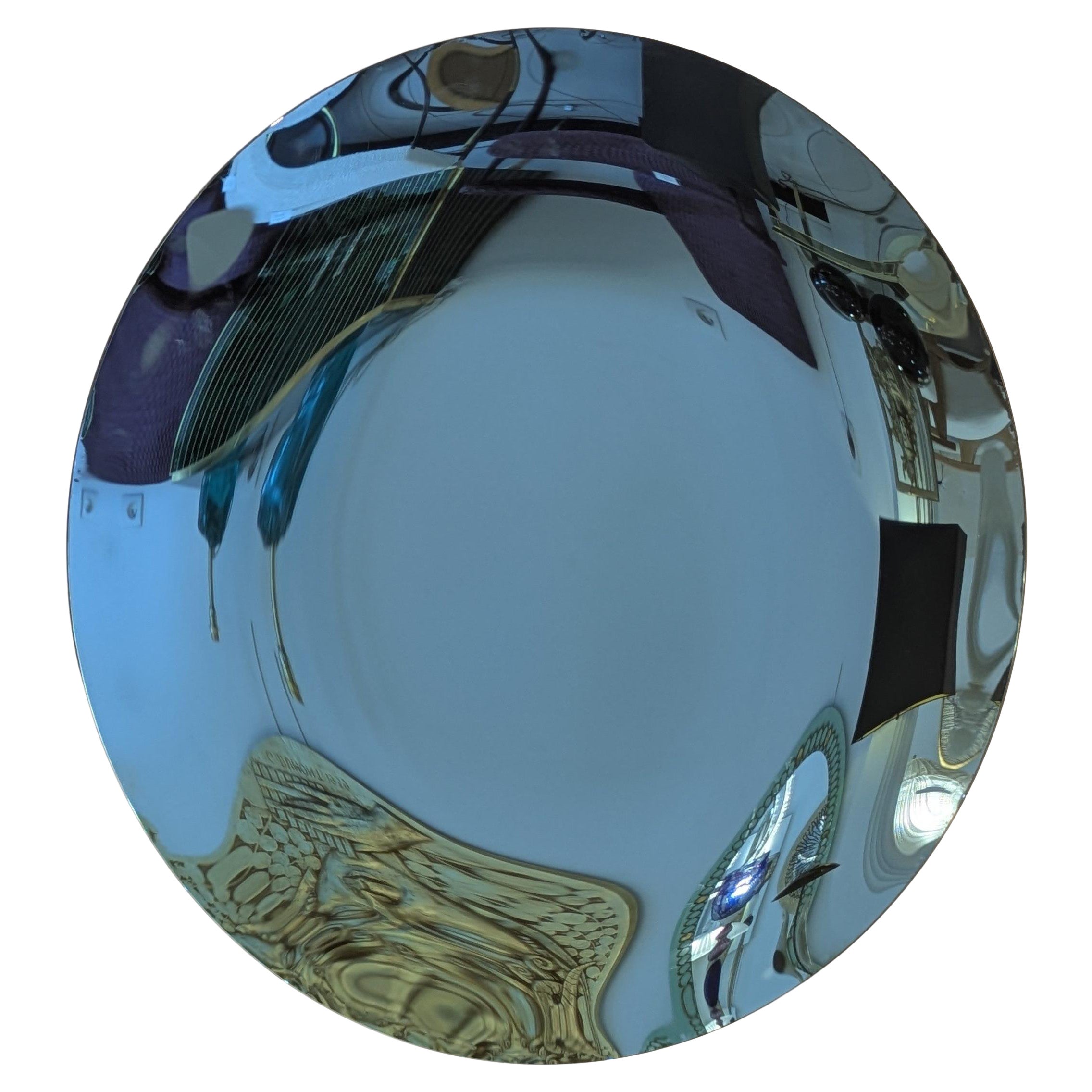 Round blue concave mirror, 90 cm