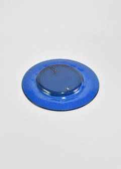 Round Blue Glass Mirror