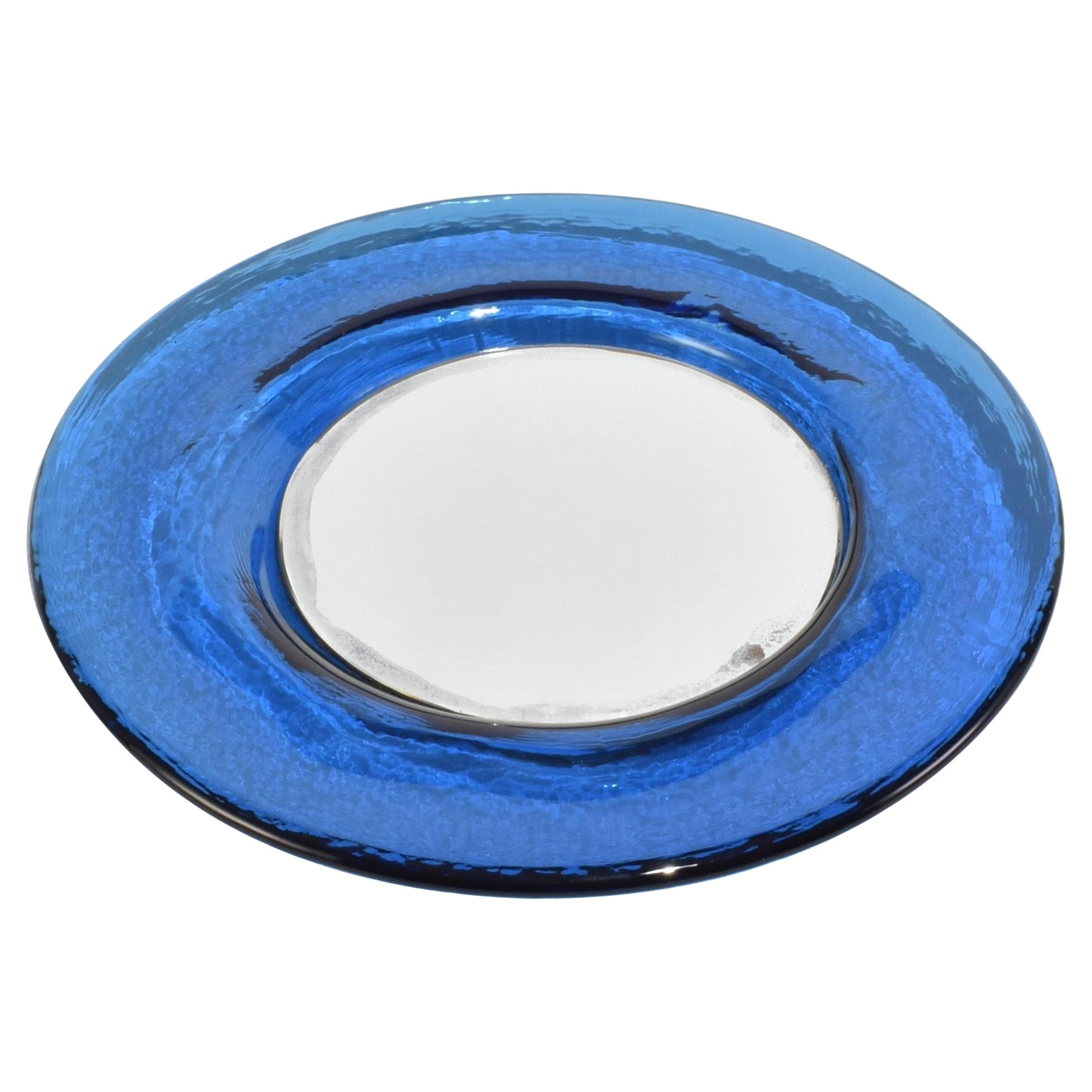 Espejo redondo de cristal azul en venta