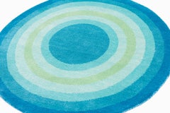 Round Blue Green Pop Silk and Wool Accessory Rug Diego Bullseye by Joseph Carini