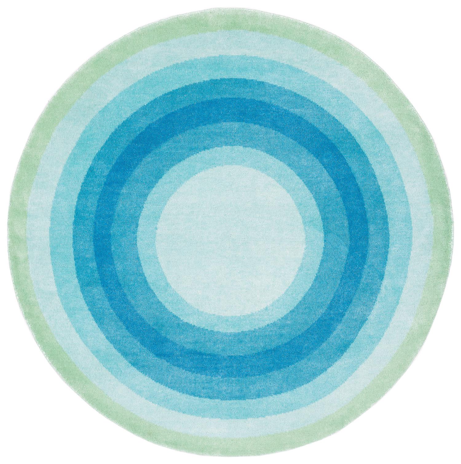 Tappeto rotondo blu, verde e pop in seta e lana Ricky Bullseye di Joseph Carini in vendita 3