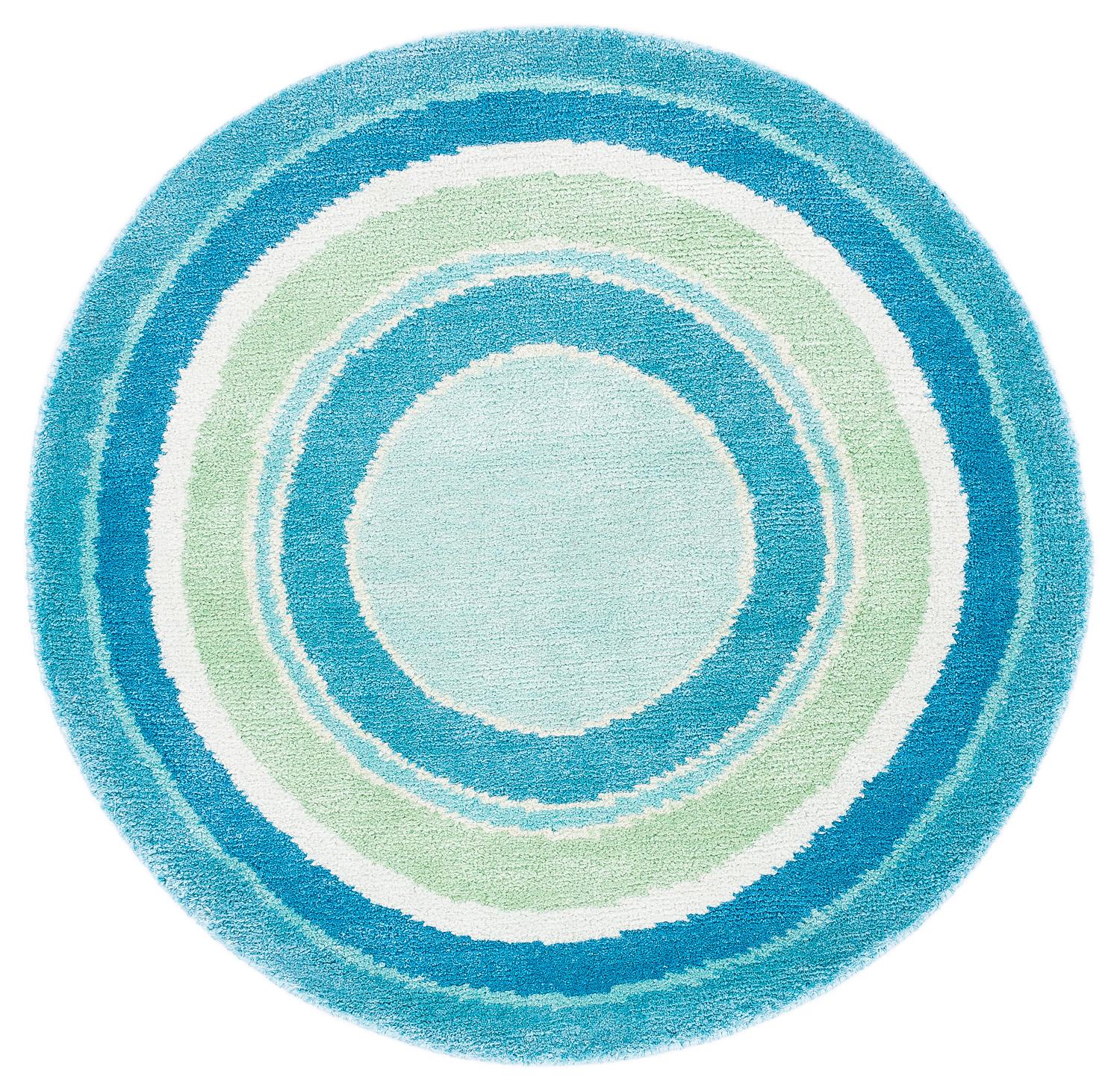 Tapis d'accessoire rond en laine de soie bleu vert Pop F. Scott Bullseye de Joseph Carini en vente 3