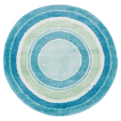 Runder blau-grüner Pop-Accessoire-Teppich aus Seide und Wolle F. Scott Bullseye von Joseph Carini