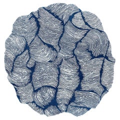 Luxury Round Blue Oceano D250 Hand-Tufted Wool Rug by Mohebban