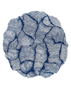 Luxury Round Blue Oceano D300 Hand-Tufted Wool Rug by Mohebban