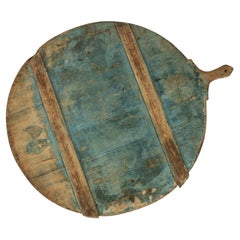 Round Blue-Painted Swedish Bread Board